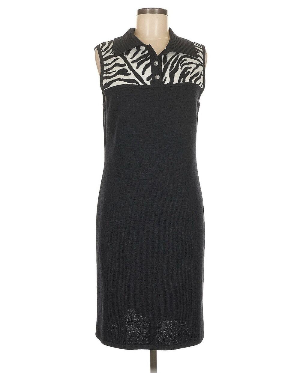 St John Sport Santana Knit Dress Size M Wool Blend Midi Sheath Sweater Dress EUC